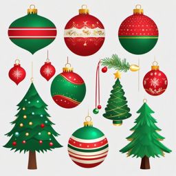 Christmas Tree Ornaments Clipart,Decorating a Christmas tree with Christmas tree ornaments clipart  simple, 2d flat