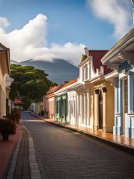 stroll along the historic streets of a colonial-era town, with well-preserved heritage buildings. 