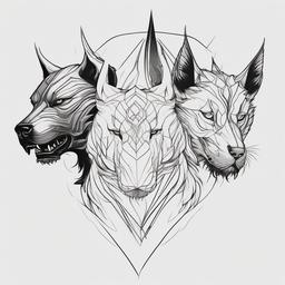 hades cerberus tattoo drawing  simple tattoo,minimalist,white background