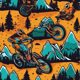 Electric Mountain Bike Sticker - Off-road adventure, ,vector color sticker art,minimal