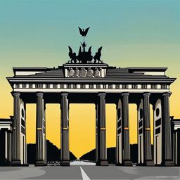 Berlin clipart - Brandenburg Gate and Berlin Wall in Germany,  color vector clipart