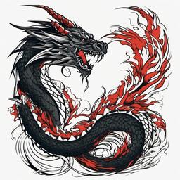 Angry Dragon Tattoo - Fierce and aggressive dragon tattoo design.  simple color tattoo,minimalist,white background