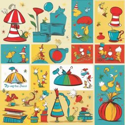 Clip Art Dr. Seuss,Decorating a whimsical children's book with clip art Dr. Seuss  simple, 2d flat