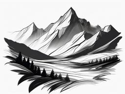 simple drawing of mountain  minimal rough sketch scribbles,doodles,black and white