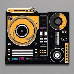 DJ turntable sticker- Spinning and mixing, , sticker vector art, minimalist design