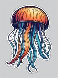 Jellyfish Sticker - A mesmerizing jellyfish floating in the sea. ,vector color sticker art,minimal