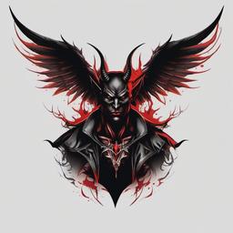 Devil with Wings Tattoo-Creative and edgy tattoo featuring a devil with wings, capturing themes of darkness and rebellion.  simple color tattoo,white background