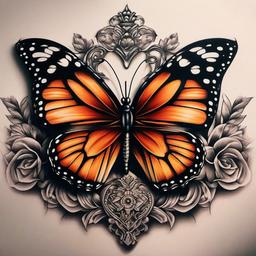 crown and butterfly tattoo  