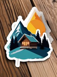 Mountain Chalet Sticker - Celebrate alpine living with the cozy and mountain chalet sticker, , sticker vector art, minimalist design