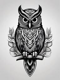 Black and Grey Owl Tattoo Designs - Showcase elegance with black and grey owl-themed tattoo designs.  simple color tattoo,vector style,white background