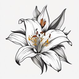 Lily tattoo: Elegant and graceful lilies, symbolizing purity, renewal, and the beauty of life.  color tattoo style, minimalist, white background