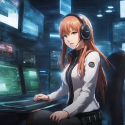 futaba sakura hacks into high-security systems from her futuristic hideout. 