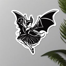 Ballet Bat sticker- Winged Waltz Whimsy, , sticker vector art, minimalist design