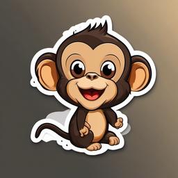 Monkey cartoon - playful primate with a tail  cartoon sticker style