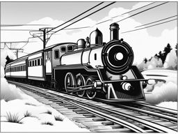 train clipart black and white - racing along the tracks. 