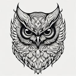 Devil Owl Tattoo - Infuse a touch of the mystical and dark with a devil-themed owl tattoo design.  simple color tattoo,vector style,white background