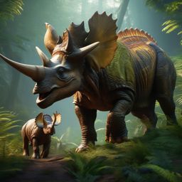 Triceratops Calf with a Time Traveling Druid detailed matte painting, deep color, fantastical, intricate detail, splash screen, complementary colors, fantasy concept art, 8k resolution trending on artstation unreal engine 5