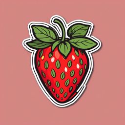 Strawberry Sticker - Juicy strawberry, ,vector color sticker art,minimal