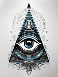 all seeing eye egyptian tattoo  simple color tattoo,minimal,white background