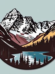 Maroon Bells sticker- Twin peaks surrounded by pristine wilderness in Colorado, , sticker vector art, minimalist design