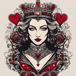 queen of hearts tattoo  simple vector color tattoo