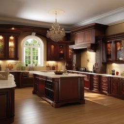 Majestic Renaissance Elegance - Add the grandeur and elegance of the Renaissance era. , kitchen layout design ideas, multicoloured, photo realistic, hyper detail, high resolution,