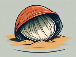 Buried Clam Clip Art - A buried clam with only its shell exposed,  color vector clipart, minimal style