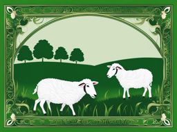 sheep clipart: grazing peacefully in a lush green pasture. 