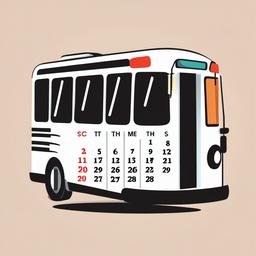 Bus clipart - calendar page with important date circled  color,minimalist,vector clipart