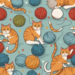 cat clipart - playfully chasing a ball of yarn. 