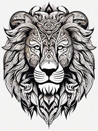 maori lion tattoo  simple color tattoo,minimalist,white background