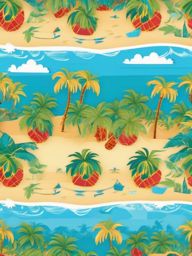 Stitch Backgrounds - Playful Stitch on a Tropical Island  wallpaper style, intricate details, patterns, splash art, light colors