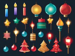 Christmas Lights Clipart,Designing a holiday light display poster  simple, 2d flat