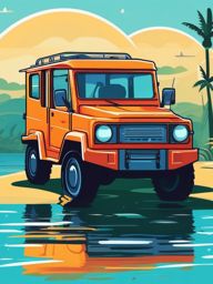 Amphibious Vehicle Clipart - An amphibious vehicle capable of land and water travel.  transport, color vector clipart, minimal style