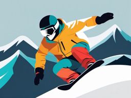 Snowboarder Doing a Trick Clipart - A snowboarder performing a trick on the slopes.  color vector clipart, minimal style