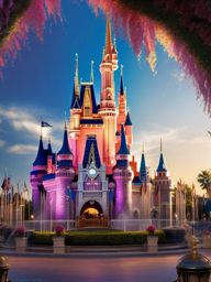 Disney Wallpapers - Magical Castle at Disney World  wallpaper style, intricate details, patterns, splash art, light colors