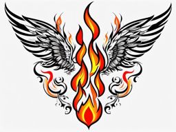 fire design tattoo  simple color tattoo style,white background