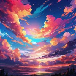 Anime Sky Background Anime-Inspired Skies and Art wallpaper splash art, vibrant colors, intricate patterns