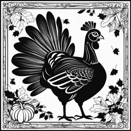 happy thanksgiving clipart black and white 