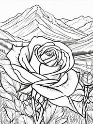 Rose Coloring Pages - Rose in the mountains  simple coloring pages