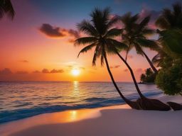 Good iPhone Wallpapers - Serene Beach Sunset in Maldives  wallpaper style, intricate details, patterns, splash art, light colors