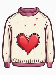 Cartoon sweater with a heart design clipart.  vector style illustration, white background