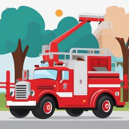 Fire Truck clipart - fire truck parked at a playground  color,minimalist,vector clipart