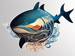 Whale Shark tattoo,The gentle giant of the ocean, a Whale Shark swimming peacefully through the waves.  color tattoo style, minimalist, white background