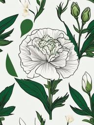 Green Carnation Tattoo,Nature-inspired freshness in a green carnation tattoo, symbolizing vitality and rebirth.  simple color tattoo,minimal vector art,white background