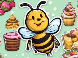 Bee cartoon - buzzing pollinator with a sweet tooth  cartoon sticker style