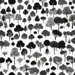 line drawing of trees  minimal rough sketch scribbles,doodles,black and white