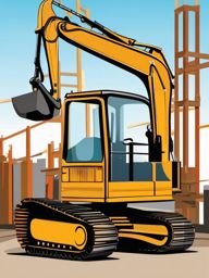 Construction Digger clipart - A digger in operation., ,vector color clipart,minimal