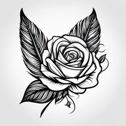 Feather and Rose Tattoo - Combination of a feather and rose.  simple vector tattoo,minimalist,white background