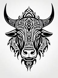 maori bull tattoo  simple color tattoo,minimalist,white background